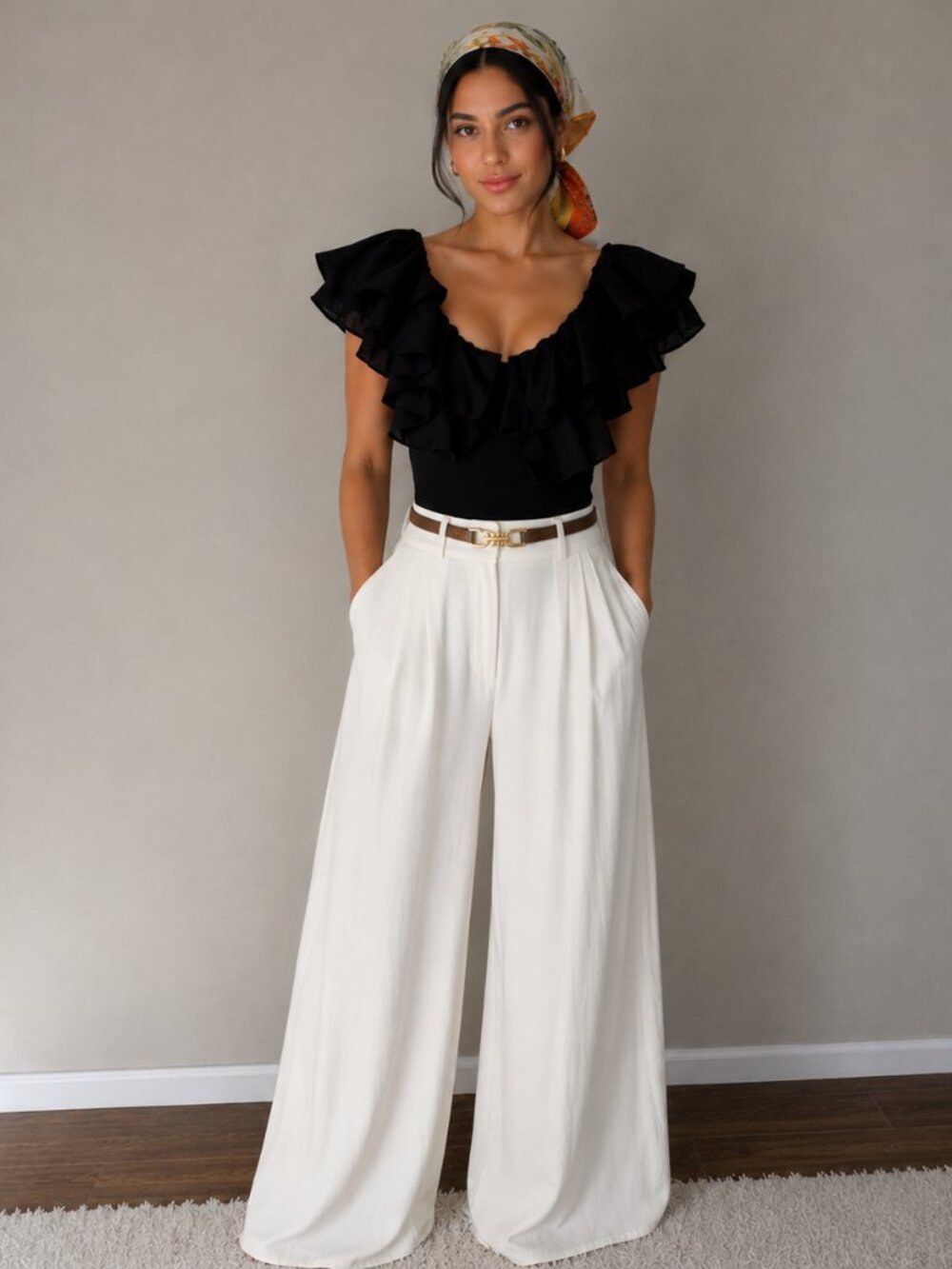 Zara Black Off-Shoulder Ruffle Bodysuit – Size S